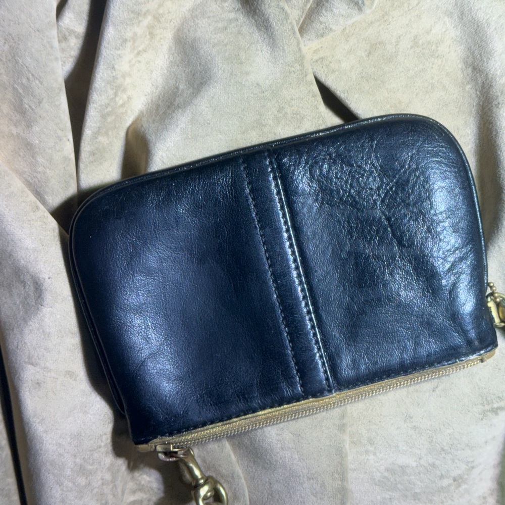 Coach Black Leather Wristlet with Gold Trim - Picture 4 of 6
